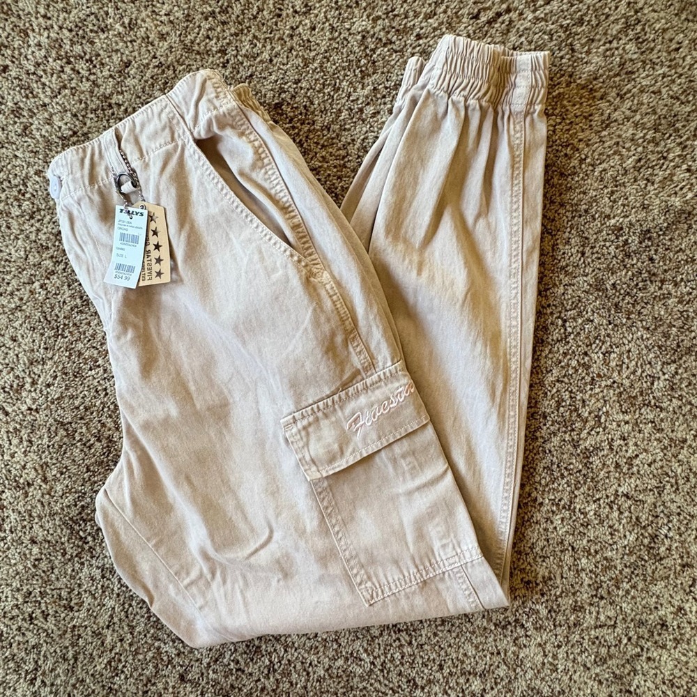 NWT Five Star General Women Cargo Jogger Pants Size L Orchid Pink Cotton Tillys